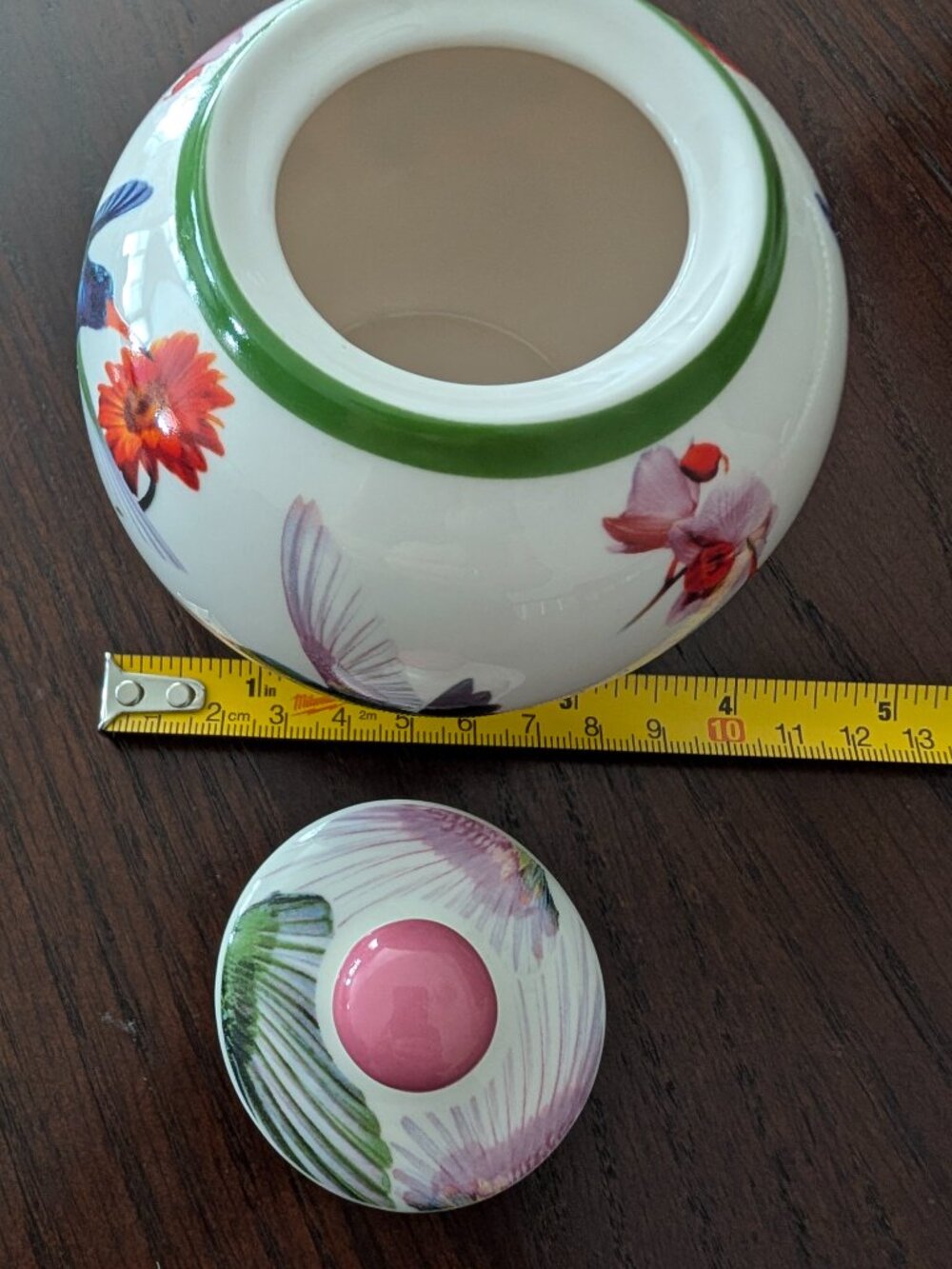 PAUL CARDEW Hummingbirds Flowers Sugar Trinket Bowel Dated 2007 Art Decor - Picture 7 of 10
